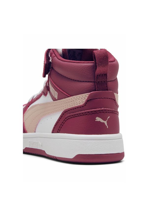 Puma - Dziecięce sneakersy Rebound V6 Mid PUMA Port Rose Quartz White Red Pink. Kolor: biały, czerwony, wielokolorowy