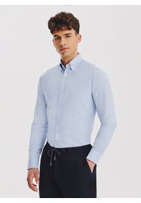 Pako Lorente - PAKO LORENTE - Niebieska koszula w pepitkę. Kolor: niebieski. Materiał: bawełna. Długość rękawa: długi rękaw. Długość: długie #1