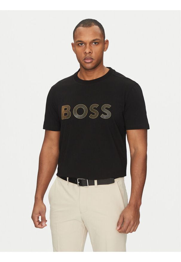 BOSS T-Shirt TL Logo 50535170 Czarny Regular Fit. Kolor: czarny. Materiał: bawełna