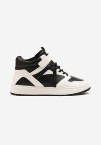 Renee - Czarno-Białe Sneakersy z Wysoką Cholewką Ylattia. Okazja: na co dzień. Wysokość cholewki: przed kolano. Zapięcie: rzepy. Kolor: czarny. Szerokość cholewki: normalna. Wzór: aplikacja #4