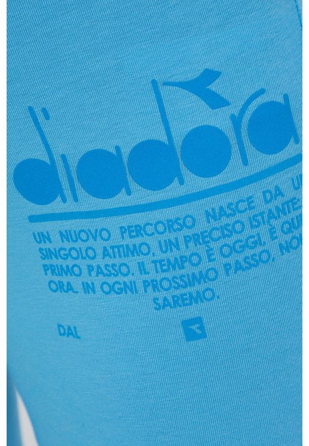 Diadora legginsy damskie z nadrukiem. Kolor: niebieski. Materiał: bawełna. Wzór: nadruk