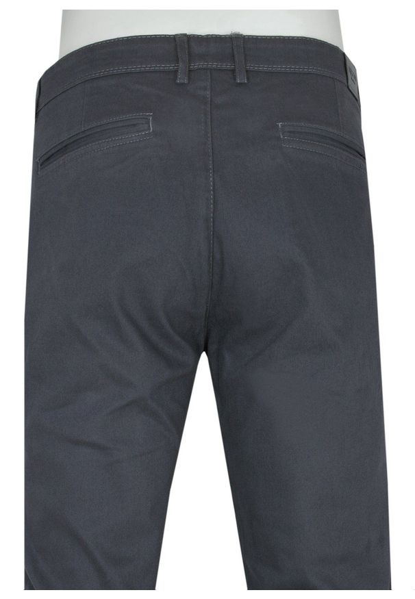 Męskie Spodnie Chinos marki Rigon – Bawełna z Elastanem – Slim Fit - Grafitowe. Kolor: szary. Materiał: bawełna, elastan