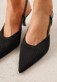 Renee - Czarne Ażurowe Sandały na Szpilce Slingback Erilise. Zapięcie: sprzączka. Kolor: czarny. Wzór: ażurowy. Obcas: na szpilce. Styl: elegancki #9