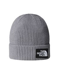 Czapka unisex The North Face Logo Box Beanie 0A8CHEDYY1 - szara. Kolor: szary. Materiał: poliester. Wzór: aplikacja. Styl: klasyczny