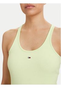 Tommy Jeans Top Racerback DW0DW22264 Zielony jasny Slim Fit. Kolor: zielony. Materiał: bawełna #5