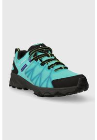 columbia - Columbia buty Peakfreak II Outdry damskie kolor turkusowy. Kolor: turkusowy. Materiał: syntetyk, materiał. Szerokość cholewki: normalna. Sezon: zima #3