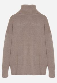 Born2be - Ciemnobeżowy Golf w Klasycznym Stylu Linagela. Typ kołnierza: golf. Kolor: beżowy. Materiał: jeans. Styl: klasyczny #7