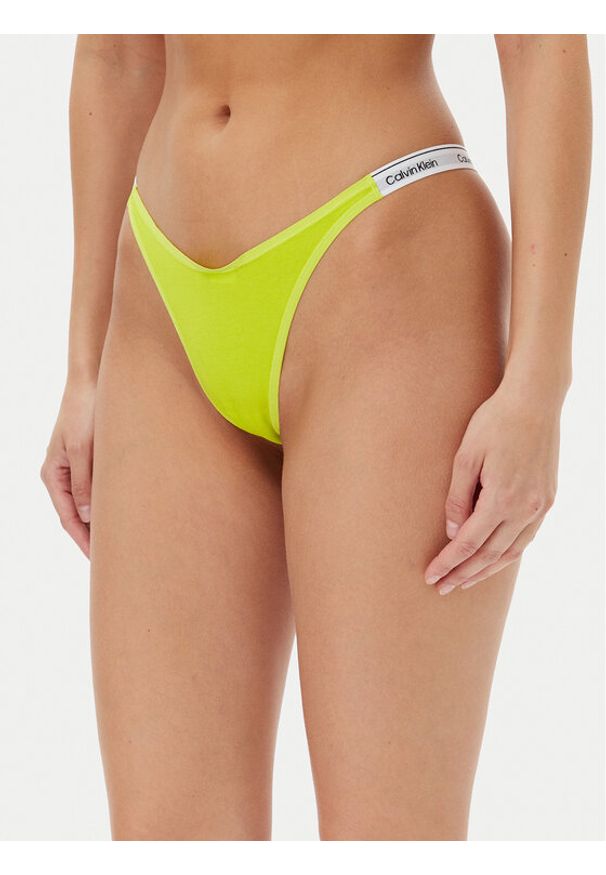 Calvin Klein Underwear Stringi 000QD5157E Żółty. Kolor: żółty. Materiał: bawełna