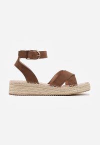 Renee - Jasnobrązowe Sandały z Plecionki w Stylu Boho VICES z Paskami w Kształcie X Nahmala. Okazja: na co dzień. Zapięcie: pasek. Kolor: brązowy. Wzór: paski, aplikacja. Sezon: lato. Styl: boho #8