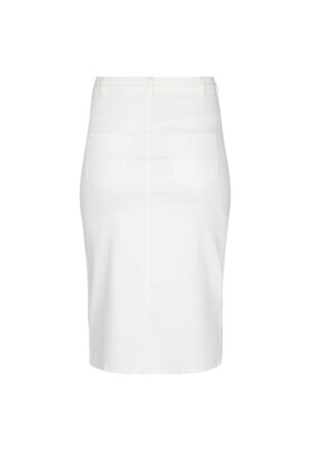 Zizzi Spódnica jeansowa J10771A Biały Regular Fit. Kolor: biały. Materiał: jeans, bawełna