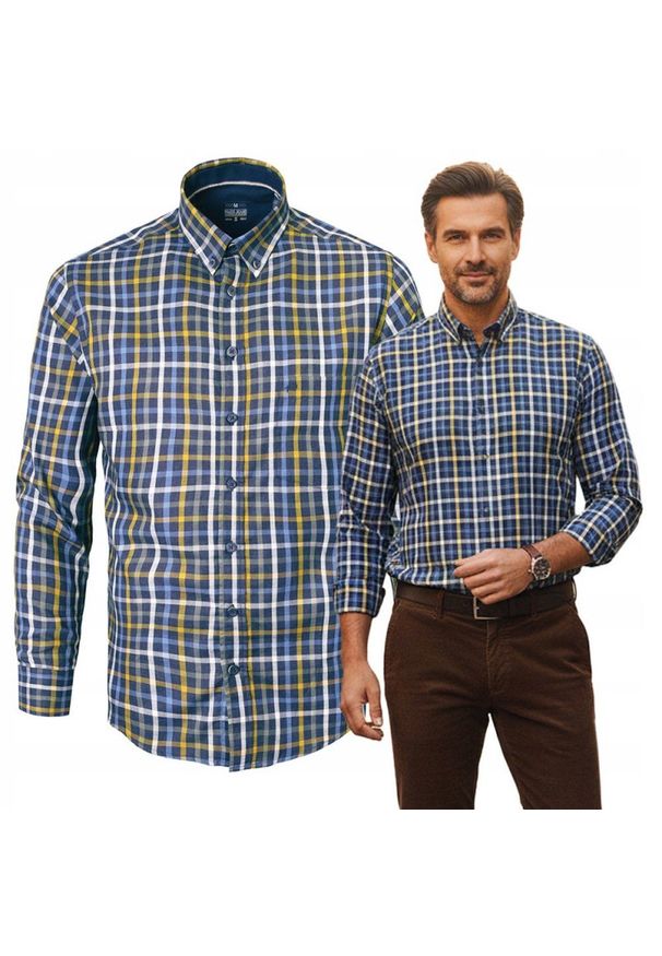 Lekko Taliowana Koszula Sportowa, Button Down - Pako Jeans - Kolorowa Kratka. Okazja: na co dzień. Typ kołnierza: button down. Kolor: wielokolorowy. Materiał: bawełna. Wzór: kratka. Styl: sportowy