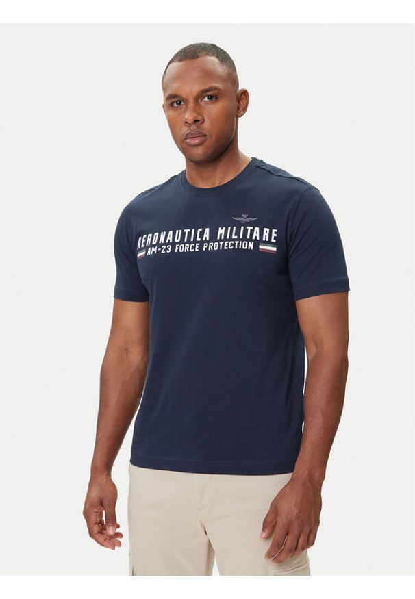 Aeronautica Militare T-Shirt 252TS1942UJ00538 Granatowy Regular Fit. Kolor: niebieski. Materiał: bawełna
