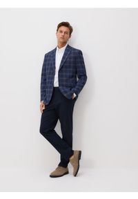 Reserved - Marynarka slim fit w kratę - granatowy. Kolor: niebieski. Materiał: tkanina, wiskoza #1