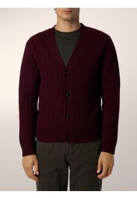 Reserved - Wełniany kardigan - bordowy. Kolor: czerwony. Materiał: wełna #1