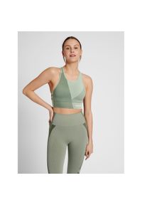 Damski bezszwowy biustonosz sportowy Hummel MT Unite. Kolor: zielony, szary, wielokolorowy. Sport: joga i pilates #1
