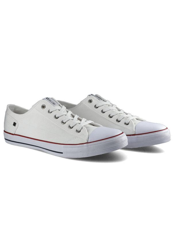 Big-Star - Białe Trampki Męskie Big Star Modne Obuwie. Kolor: biały. Materiał: guma, jeans, materiał. Szerokość cholewki: normalna. Styl: street