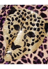 MYSTIQUE BEACH - Tunika maxi Safari z głową tygrysa. Kolor: brązowy. Materiał: szyfon. Długość: długie. Wzór: nadruk, motyw zwierzęcy