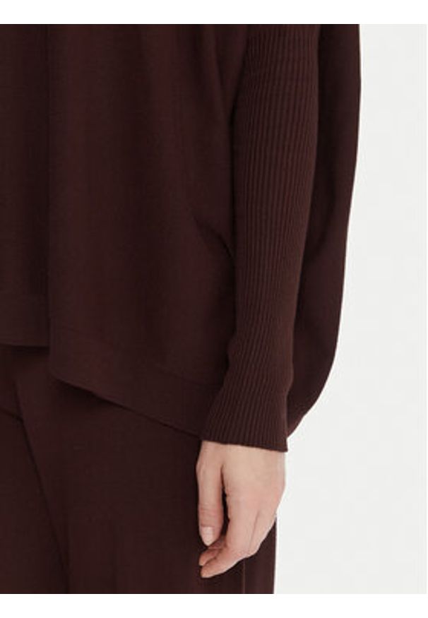 Kontatto Sweter 3M0802C Brązowy Relaxed Fit. Kolor: brązowy. Materiał: wiskoza