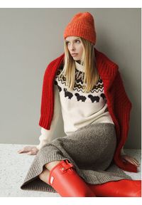 Hunter Sweter Ashie HARW0074251 Beżowy Regular Fit. Kolor: beżowy. Materiał: wełna #5