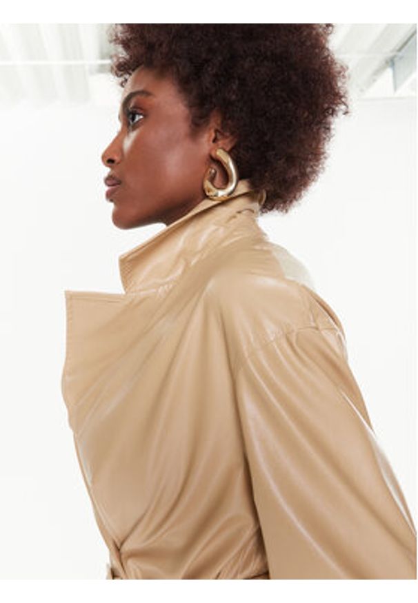 TwinSet - TWINSET Trencz 231TP2093 Écru Regular Fit. Materiał: skóra