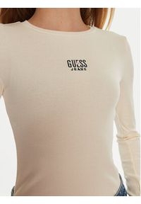 Guess Jeans Bluzka W4BI59 KA0H1 Beżowy Slim Fit. Kolor: beżowy. Materiał: bawełna #5