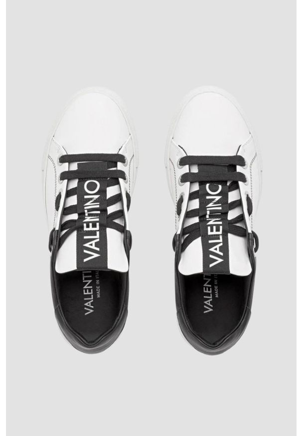 Valentino by Mario Valentino - VALENTINO Biało-czarne sneakersy Baraga S Sneaker Lace-U, Rozmiar 41. Kolor: biały. Materiał: skóra