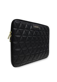 Guess Quilted Computer Sleeve 13'' czarne. Kolor: czarny. Materiał: skóra ekologiczna. Wzór: aplikacja