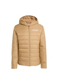 Adidas - Kurtka z kapturem z ociepleniem Terrex Multi Essentials CLIMAWARM. Typ kołnierza: kaptur. Kolor: brązowy. Materiał: puch. Technologia: ClimaWarm (Adidas). Sport: turystyka piesza