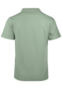 Dzianinowa Koszulka Polo - Dekolt Bez Guzików - Brave Soul - Bladozielona. Okazja: na co dzień. Typ kołnierza: polo. Kolor: zielony. Materiał: elastan, bawełna. Styl: casual #6