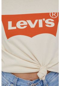 Levi's® - Levi's T-shirt bawełniany kolor kremowy. Okazja: na spotkanie biznesowe, na co dzień. Kolor: beżowy. Materiał: bawełna. Wzór: nadruk. Styl: biznesowy, casual #2