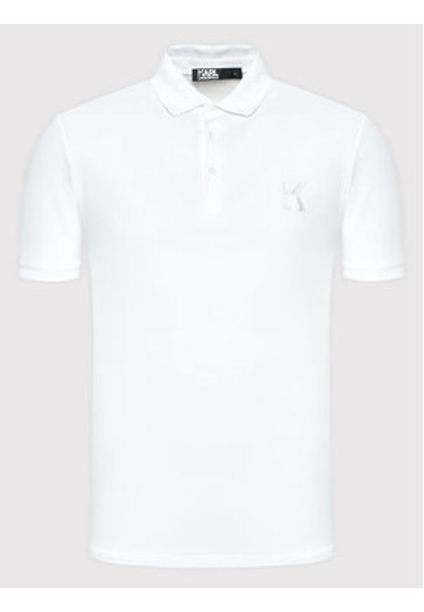Karl Lagerfeld - KARL LAGERFELD Polo 745890 500221 Biały Regular Fit. Typ kołnierza: polo. Kolor: biały. Materiał: bawełna