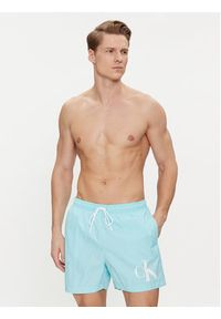 Calvin Klein Swimwear Szorty kąpielowe KM0KM01003 Błękitny Regular Fit. Kolor: niebieski. Materiał: syntetyk