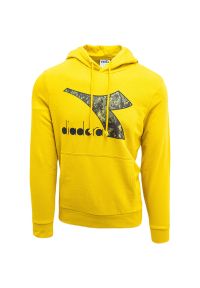 Bluza z kapturem Diadora Big Logo, Mężczyźni. Typ kołnierza: kaptur. Kolor: żółty. Materiał: bawełna, materiał