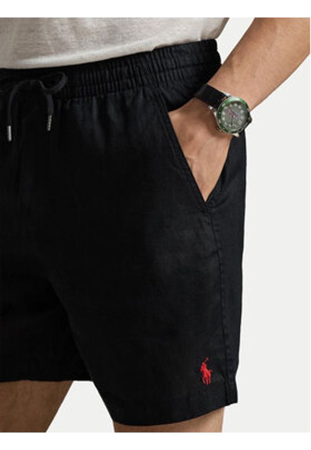 Polo Ralph Lauren Szorty materiałowe 710P08205504 Czarny Regular Fit. Kolor: czarny. Materiał: len