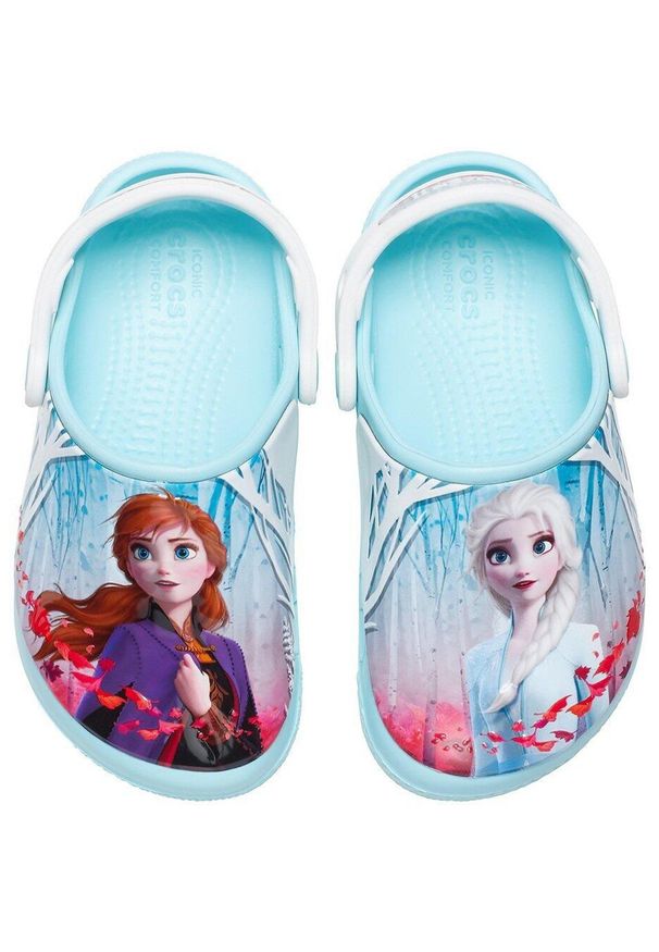 Klapki Crocs dla dzieci Fl Ol Disney Frozen 2 Clog błękitne 206167 4O9. Kolor: wielokolorowy. Wzór: motyw z bajki