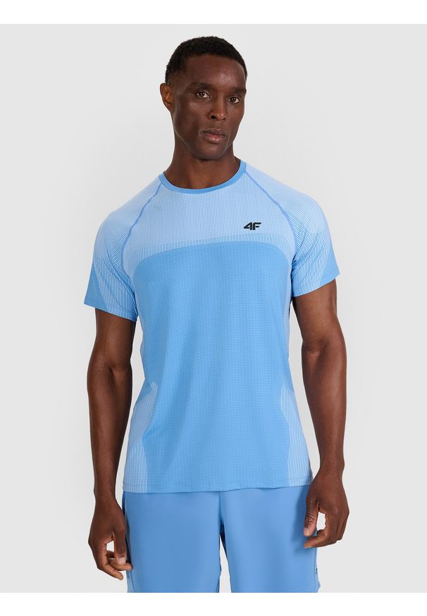 4f - 4F Koszulka treningowa szybkoschnąca męska - niebieska S. Kolor: niebieski. Materiał: dzianina, włókno, materiał. Sport: fitness
