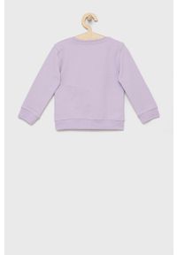 Guess bluza bawełniana dziecięca kolor fioletowy z aplikacją. Okazja: na co dzień. Kolor: fioletowy. Materiał: bawełna. Wzór: aplikacja. Styl: casual #2