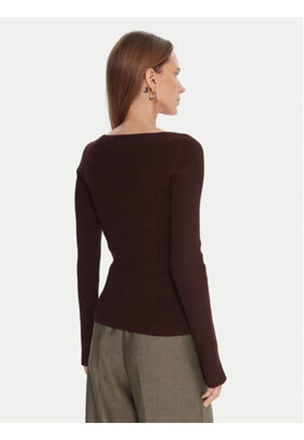 Kontatto Sweter 3M0830C Brązowy Slim Fit. Kolor: brązowy. Materiał: syntetyk