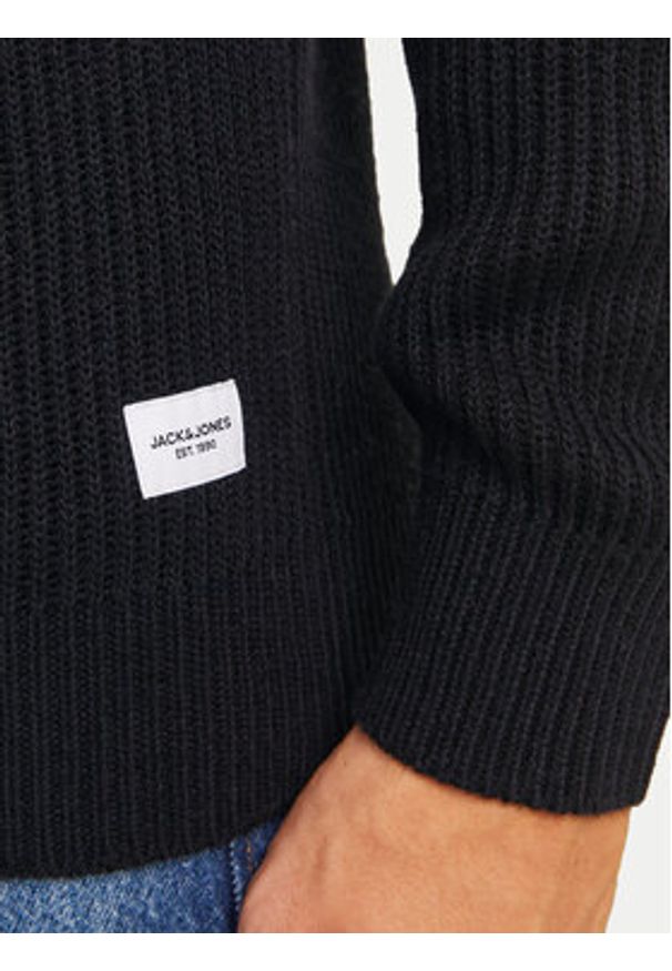 Jack & Jones - Jack&Jones Sweter Pannel 12258473 Czarny Regular Fit. Kolor: czarny. Materiał: bawełna, syntetyk