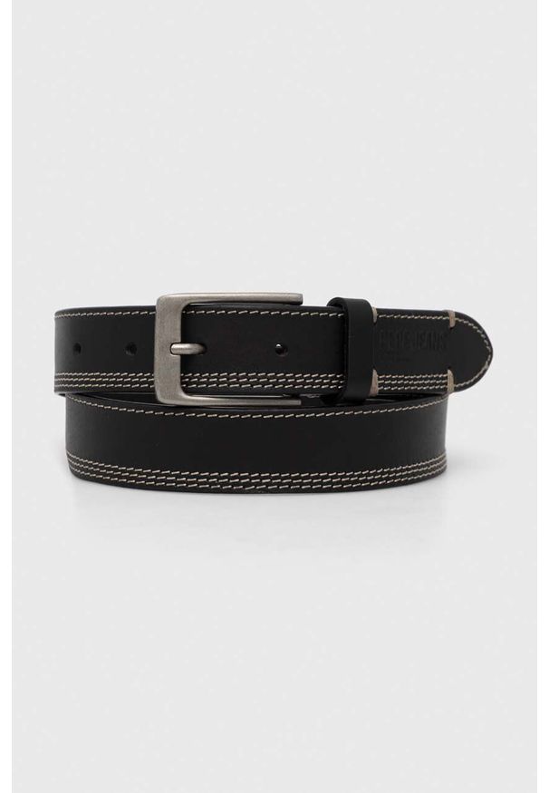 Pepe Jeans pasek skórzany FREDDY męski kolor czarny. Kolor: czarny. Materiał: skóra