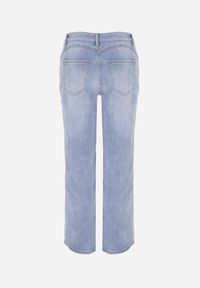 Born2be - Niebieskie Szerokie Jeansy z Bawełny z Wysokim Stanem Eshireth. Okazja: do pracy, na co dzień. Stan: podwyższony. Kolekcja: plus size. Kolor: niebieski. Długość: krótkie. Styl: klasyczny, casual #7