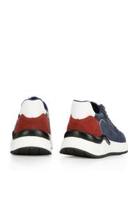 Wittchen - Męskie sneakersy skórzane z motywem w jodełkę niebiesko-czerwone. Nosek buta: okrągły. Kolor: wielokolorowy, czerwony, niebieski. Materiał: skóra. Wzór: jodełka #8