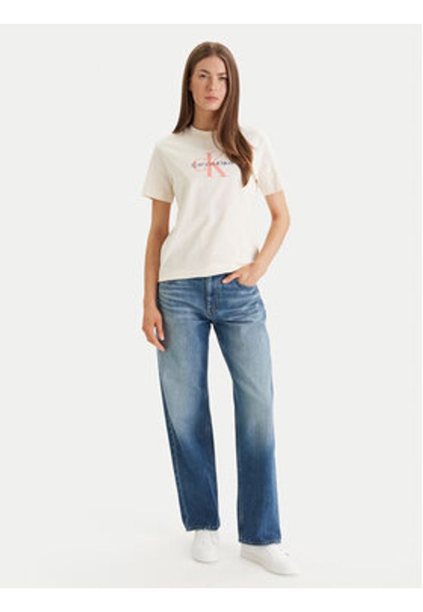 Calvin Klein Jeans T-Shirt Hero LV047B865G Żółty Classic Fit. Kolor: żółty. Materiał: bawełna