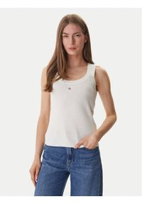Calvin Klein Jeans Top LV047F355G Beżowy Slim Fit. Kolor: beżowy. Materiał: bawełna #1