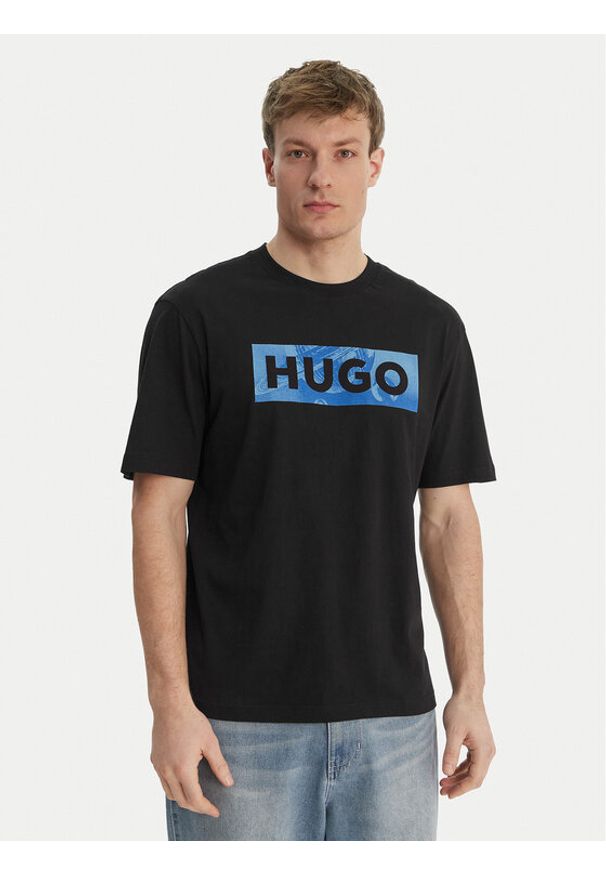 Hugo - HUGO T-Shirt Nalien 50560060 Czarny Regular Fit. Kolor: czarny. Materiał: bawełna