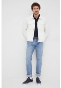 TOMMY HILFIGER - Tommy Hilfiger kurtka jeansowa męska kolor biały przejściowa. Okazja: na co dzień. Kolor: biały. Materiał: jeans. Styl: casual #2