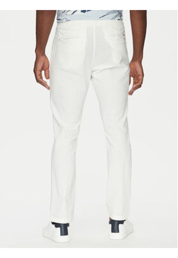 INDICODE Spodnie materiałowe Vitamin 60-333 Biały Slim Fit. Kolor: biały. Materiał: bawełna, len