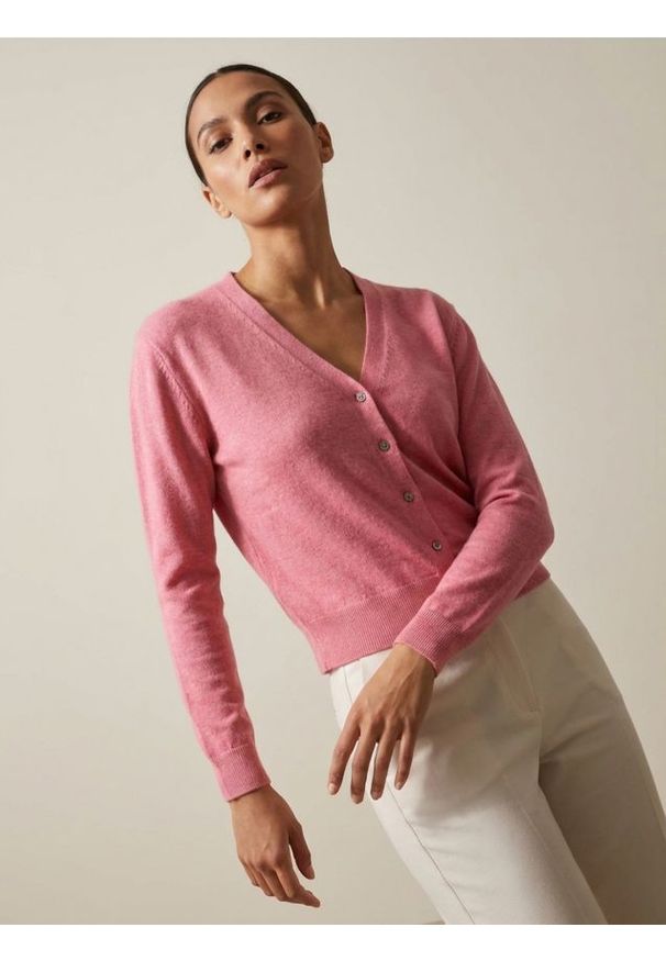 Sinsay - Klasyczny kardigan zapinany na guziki - różowy. Kolor: różowy. Styl: klasyczny