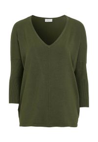 Freequent - Sweter pasujący do wielu stylizacji Jone. Kolor: oliwkowy. Materiał: wiskoza. Styl: elegancki #1