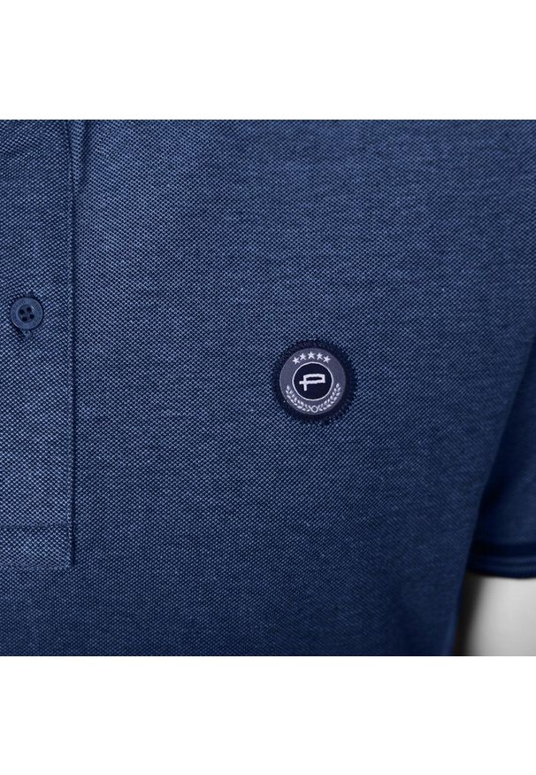 Męska, Bawełniana Koszulka Polo - Pako Jeans - Granatowa. Okazja: na co dzień. Typ kołnierza: polo. Kolor: niebieski. Materiał: bawełna. Styl: casual